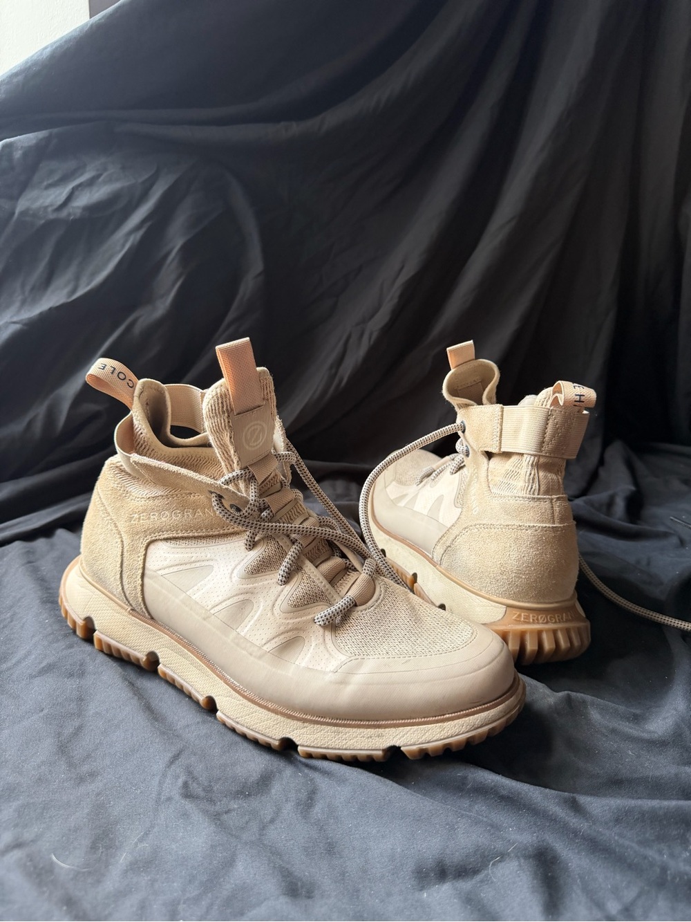 Cole Haan Men's Tan High-Top Athletic Trainers with Rugged Outsole